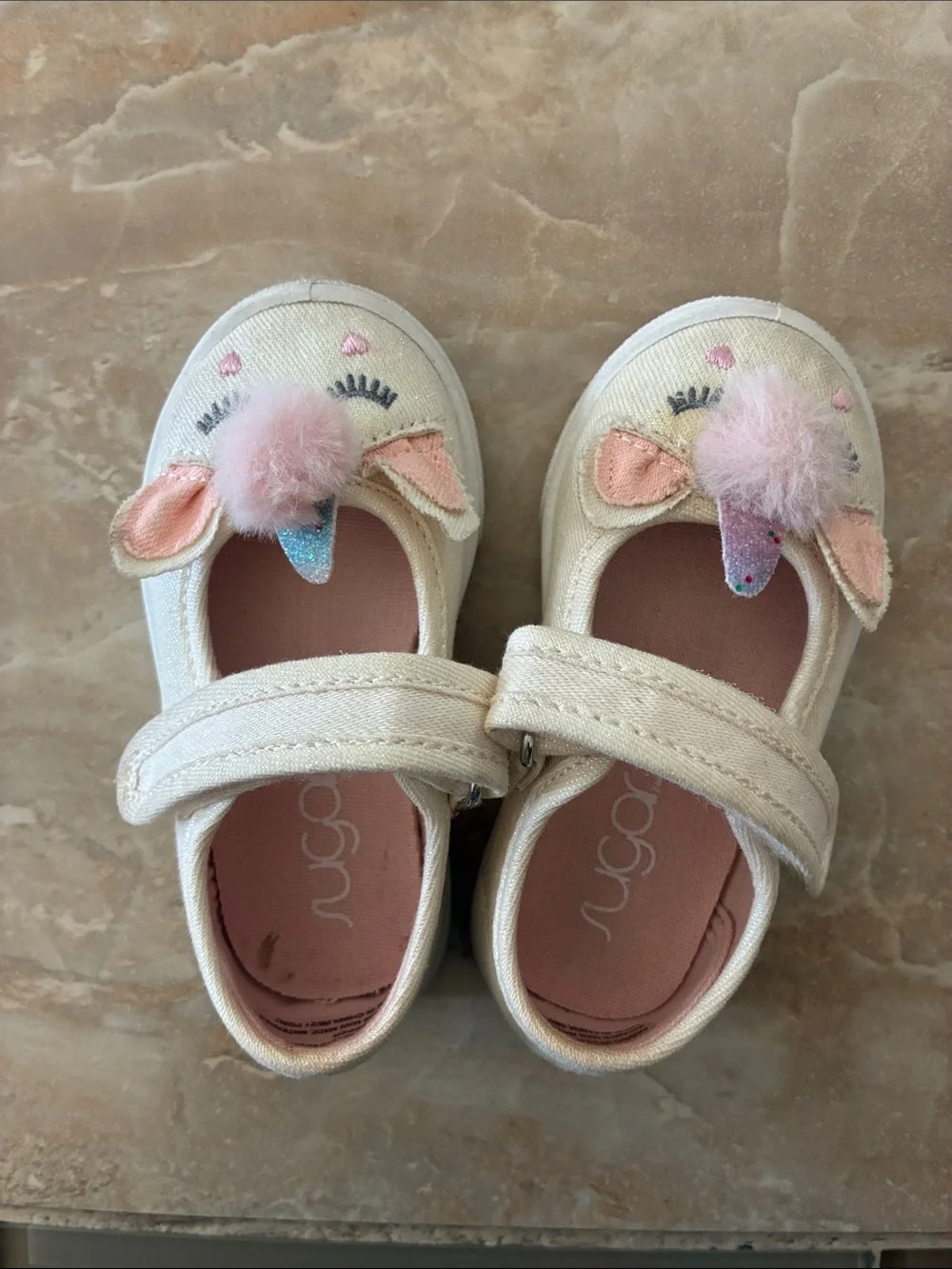 Toddler size 5 Girl Unicorn Pink Velcro Sneakers Shoes